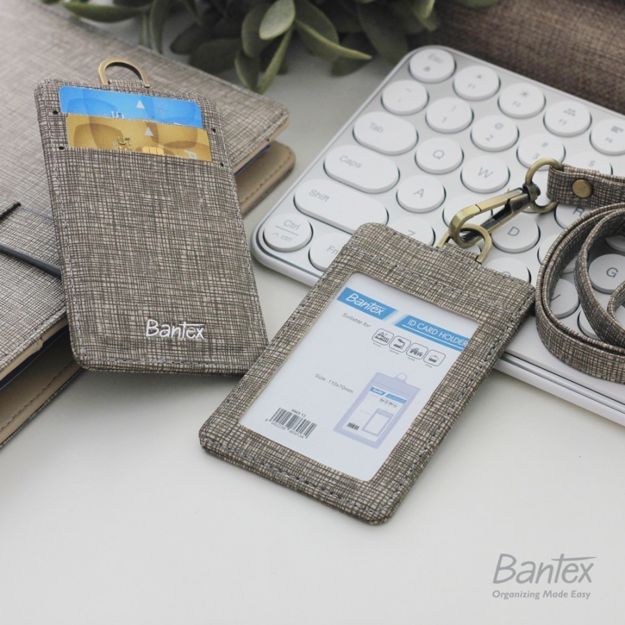 

Bantex Name Tag ID Card Holder Kulit COKLAT MUDA 8869 13 Tali lanyard / Pcs