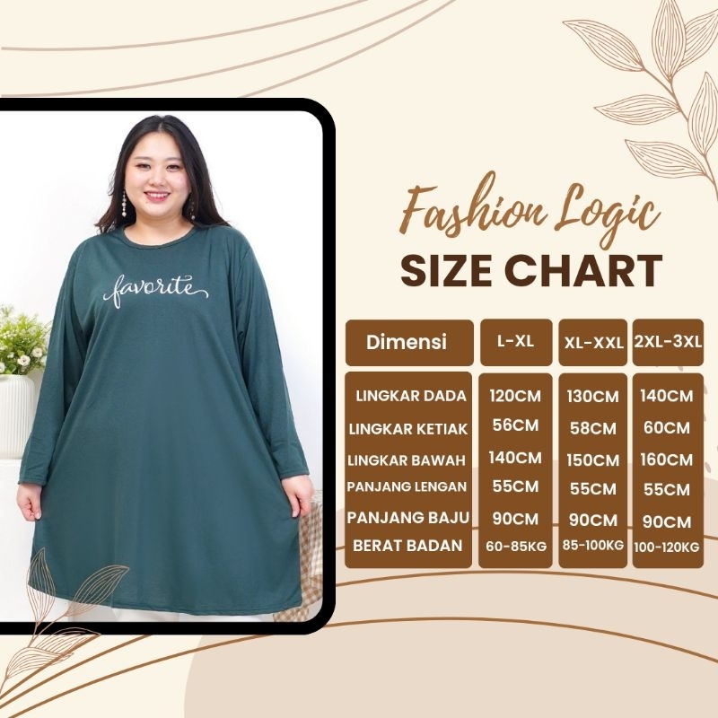 Promo  Atasan Tunik Kaos Lengan Panjang Jumbo Wanita Bigsize Ld 120 - Ld 130 - Ld 140 Ukuran Xxl