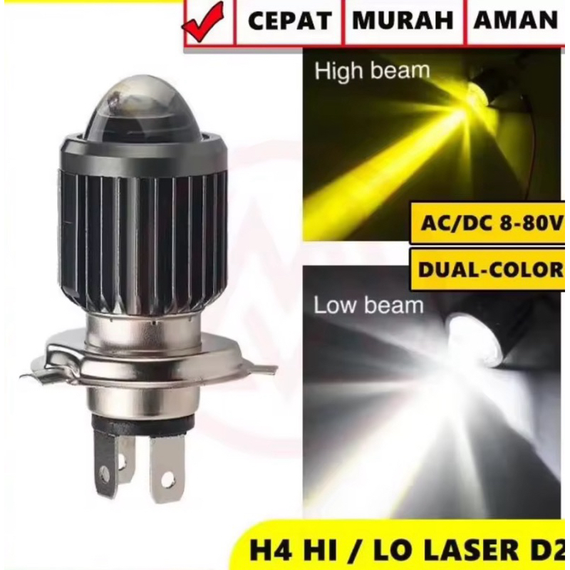 Bohlam/Lampu Depan H4 AC DC Led Putih - Kuning Untuk Vixion,New Scoopy, byson, CB 150R old dll