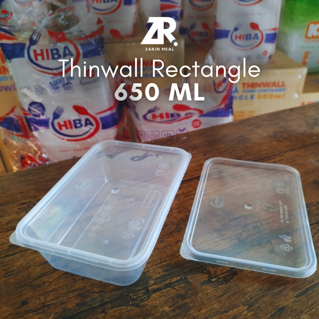 Thinwal 650 ml Kotak Makan Plastik Bening Persegi Panjang