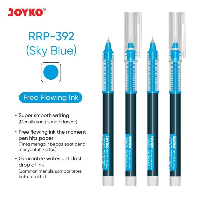 

JOYKO ROLLER PEN 0.5MM SKY BLUE / PULPEN JOYKO RRP-392 WARNA BIRU LANGIT