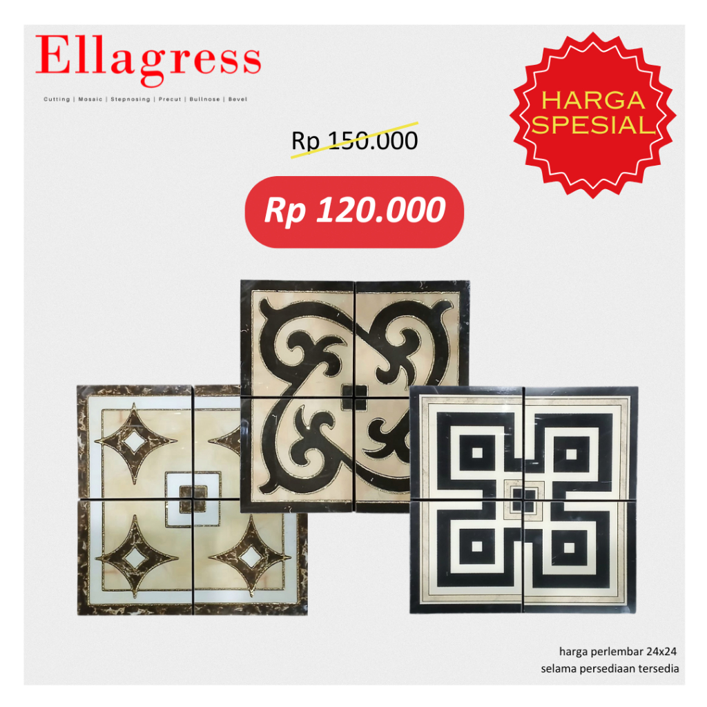 PROMO Ellagress Keramik Pola 24x24 Keramik Lantai / Dinding / Backsplash