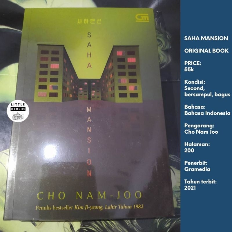ORIGINAL Novel Cho Nam Joo SAHA MANSION Bahasa Indonesia Gramedia + Bookmark Author Kim Ji Yeong Lah