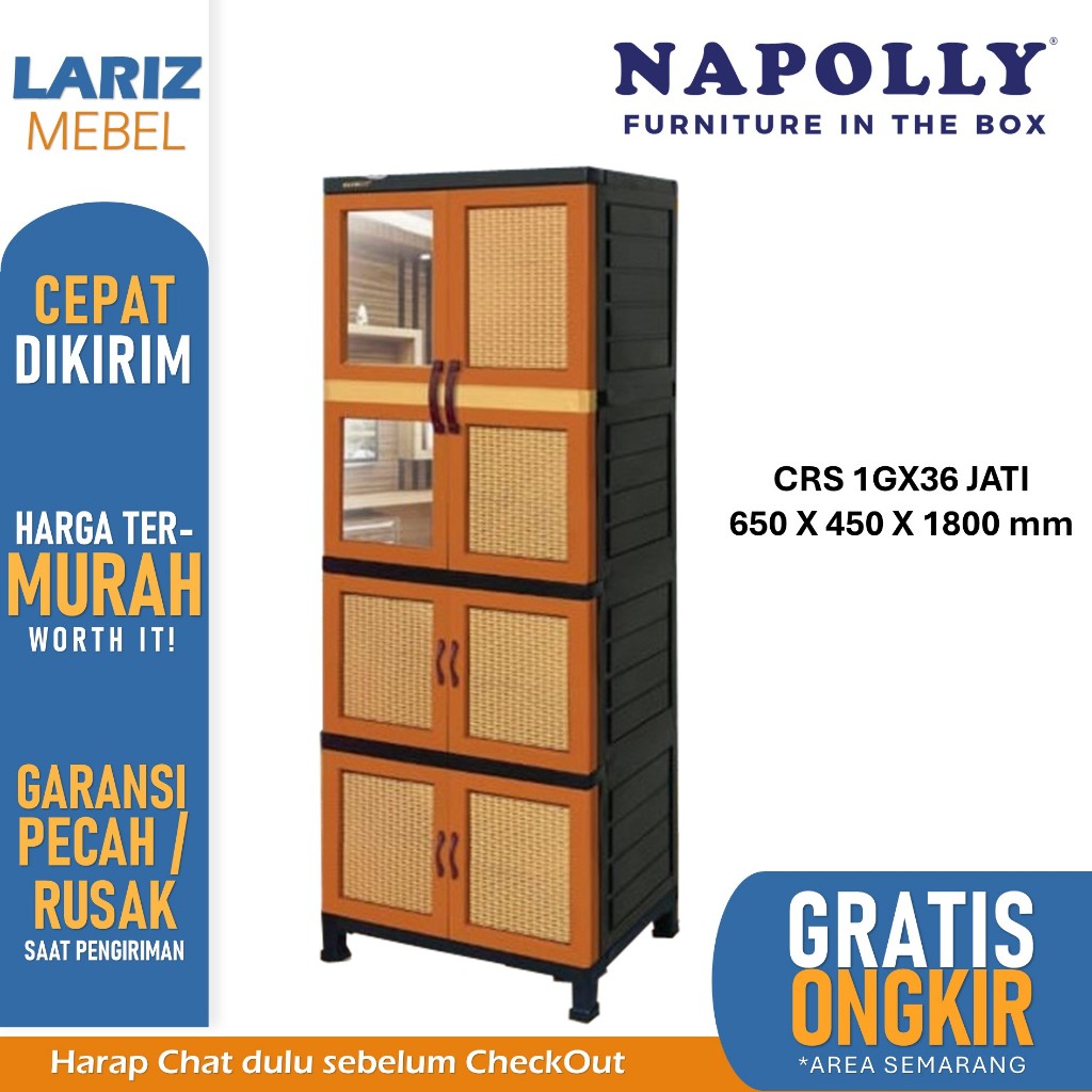 Napolly Lemari Plastik Susun 4 gantung CRS 1GX36 plastik MURAH Toko Lariz Mebel Semarang