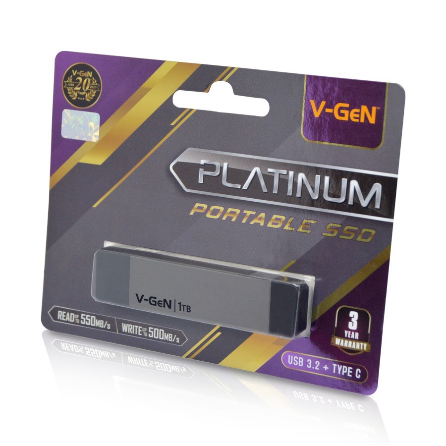 V-GeN SSD Portable Platinum 1TB - VGeN 1TB USB 3.2 Type C