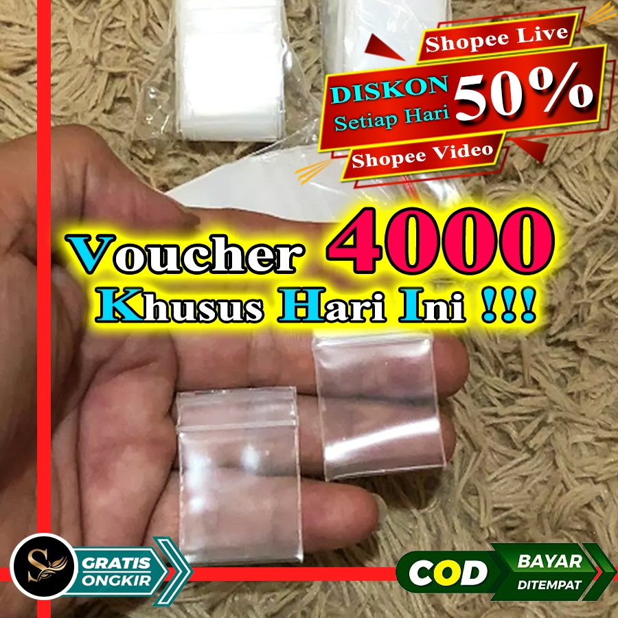 Klip Plastik Kecil 2x3 List Putih Tebal Isi 1000pcs Kantong Plastik Klip Ziplock Bungkus Aksesoris U