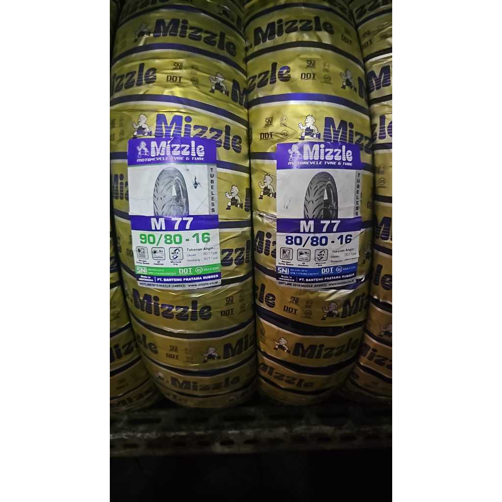 Paket  Ban mizzle tubeless 80/80-16 dan 90/80-16 m77 M 77 (2 ban)