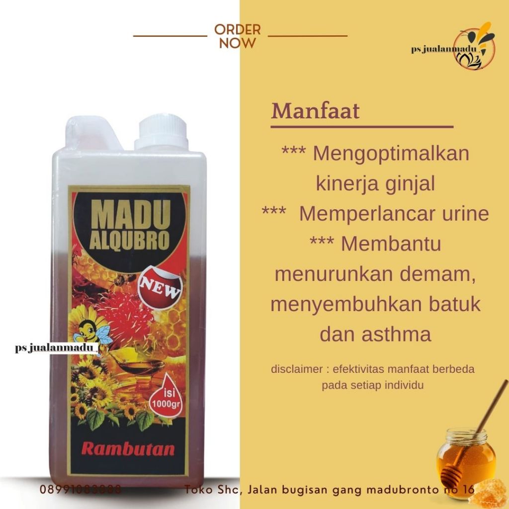 

Madu Al Qubro Varian Rambutan kemasan 1kg