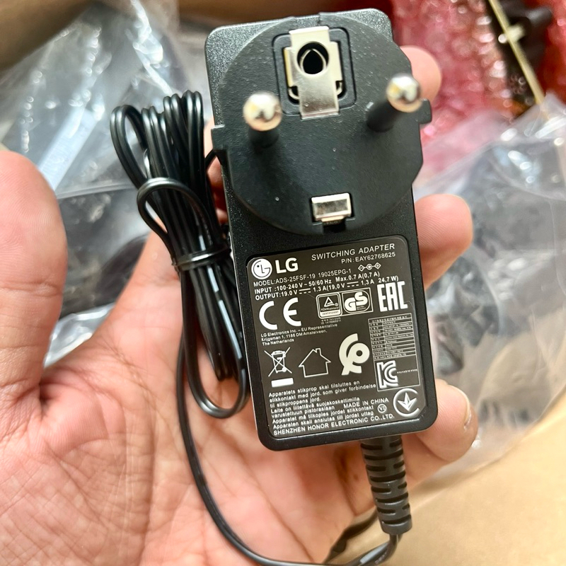 ADAPTOR CHARGER ADS-25FSF-19 UNTUK TV / MONITOR TV LG ASLI 19VOLT 1.3 A DiM