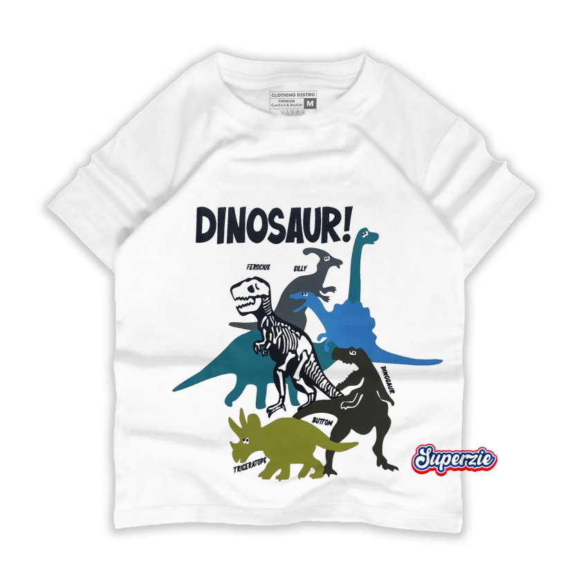 RGKids Kaos Anak Laki Laki 6 Dinosaur Putih 4-12 Tahun