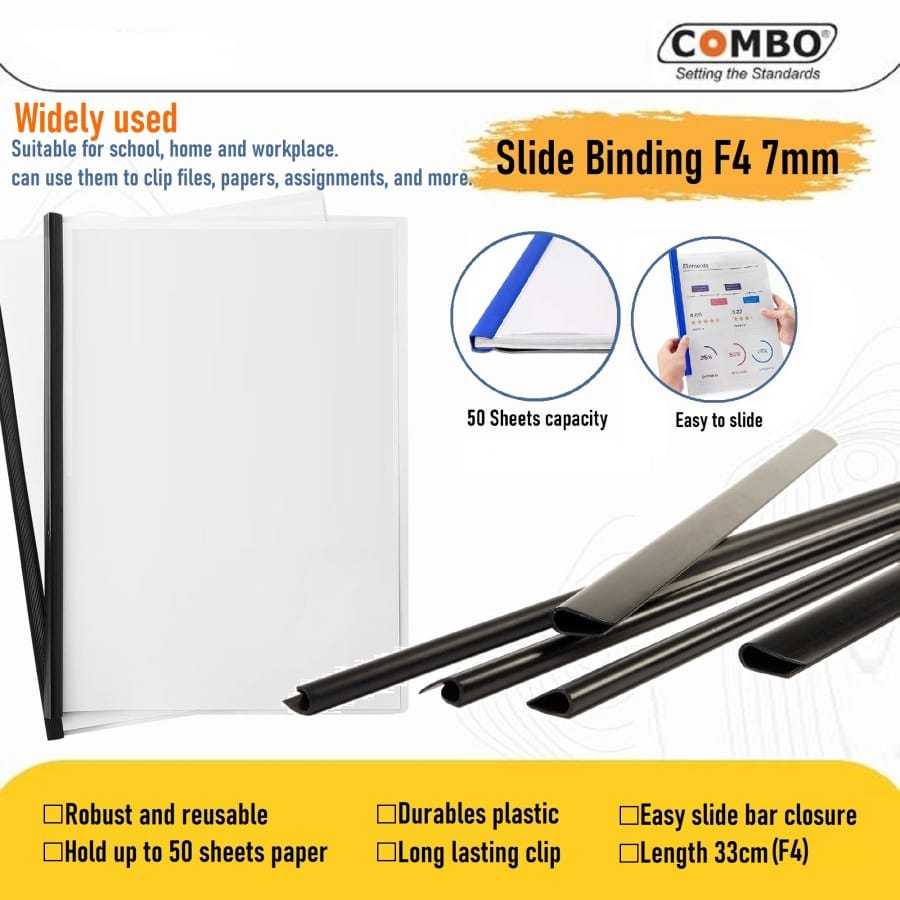 

Slide Binding F4 / Tulang Untuk Jilid & Kliping Ukuran /F4 7mm Combo