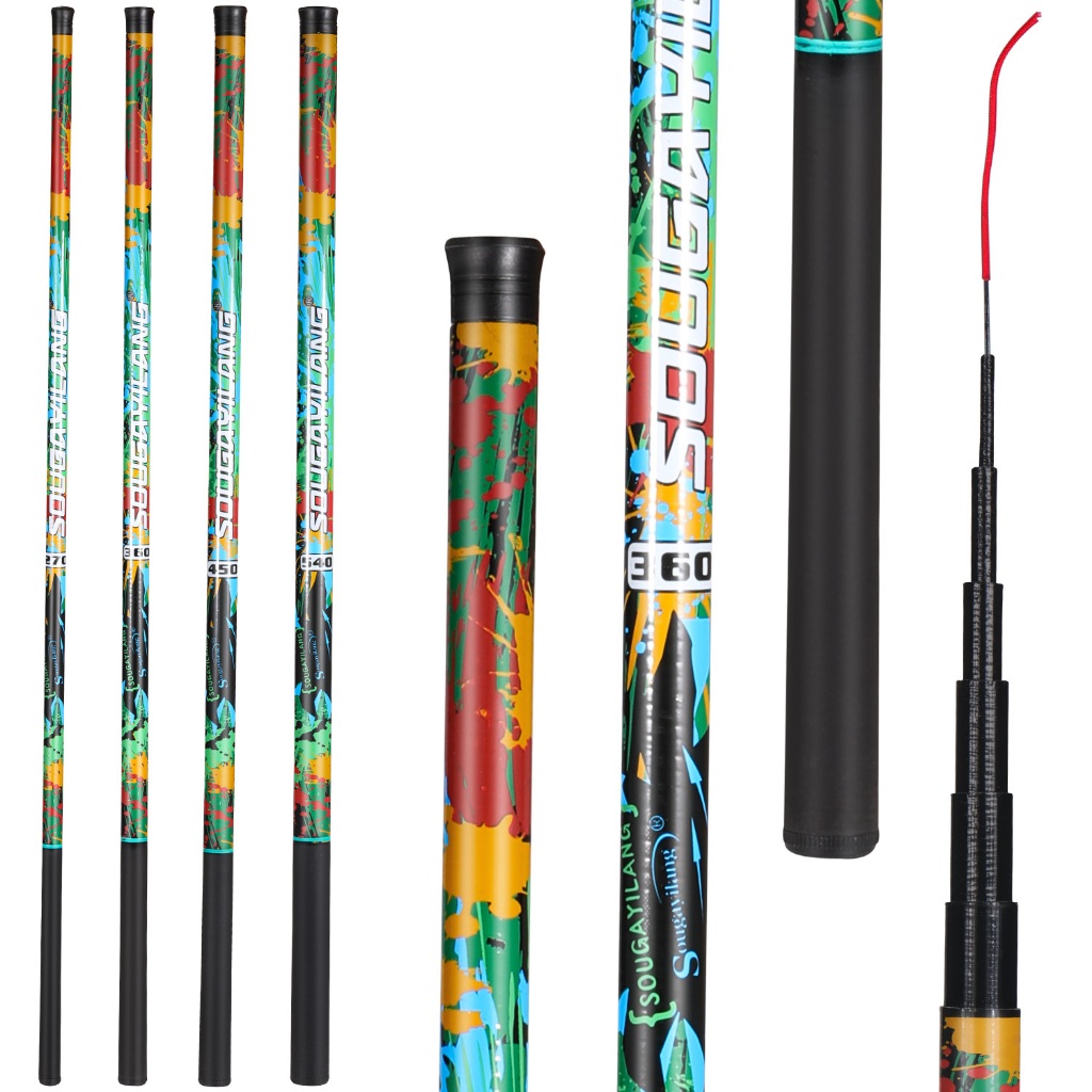 Sougayilang  2.7m 3.6m 4.5m 5.4m Joran Tegek Fishing Rod Carbon Tegek Panjang Fishing Pole Fishing F