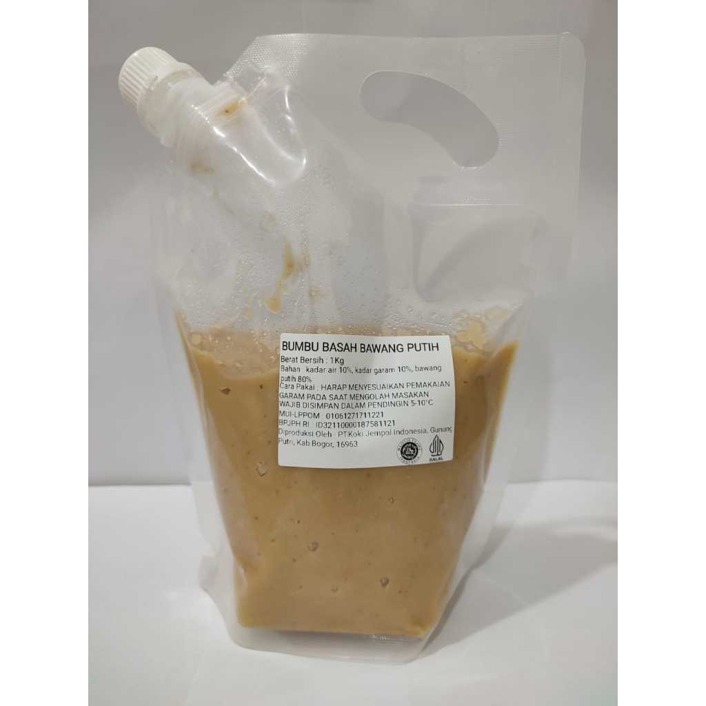 

Bumbu Basah Bawang Putih (Bawang Putih giling halus) Kemasan Pouch 3kg Halal MUI & BPJPH RI