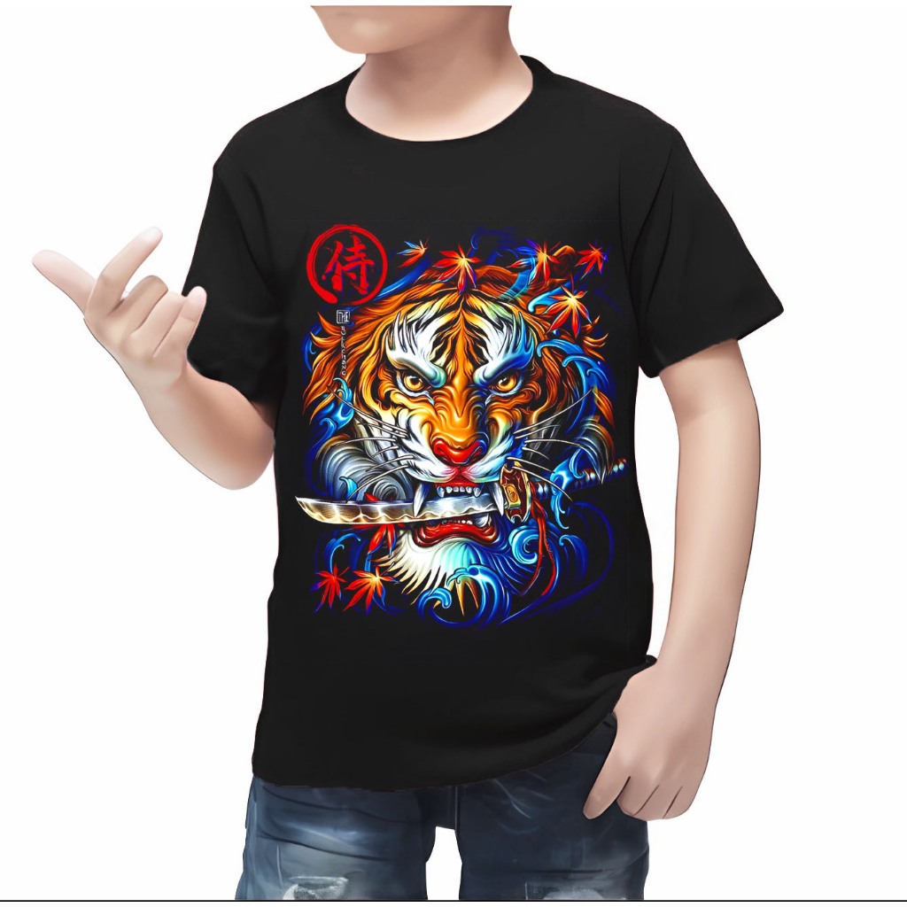 BAJU KAOS ANAK LAKI LAKI DISTRO LENGAN PENDEK MOTIF KEREN TERBARU MACAN SAMURAI