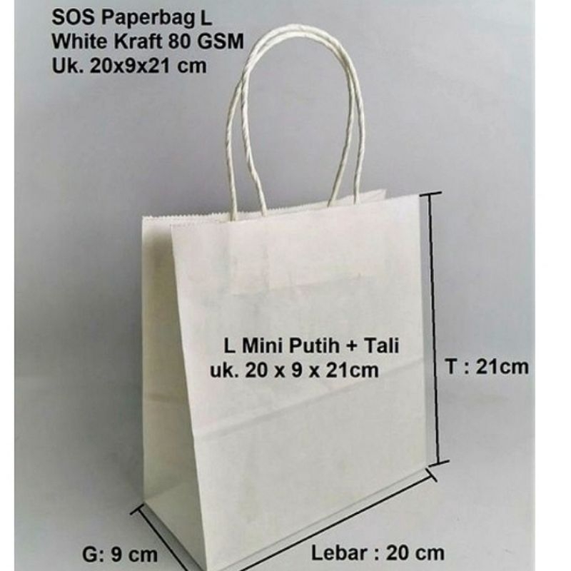 

PAPER BAG PUTIH 20 X 9 X 21 CM || 20 X 9 X 29 CM READY