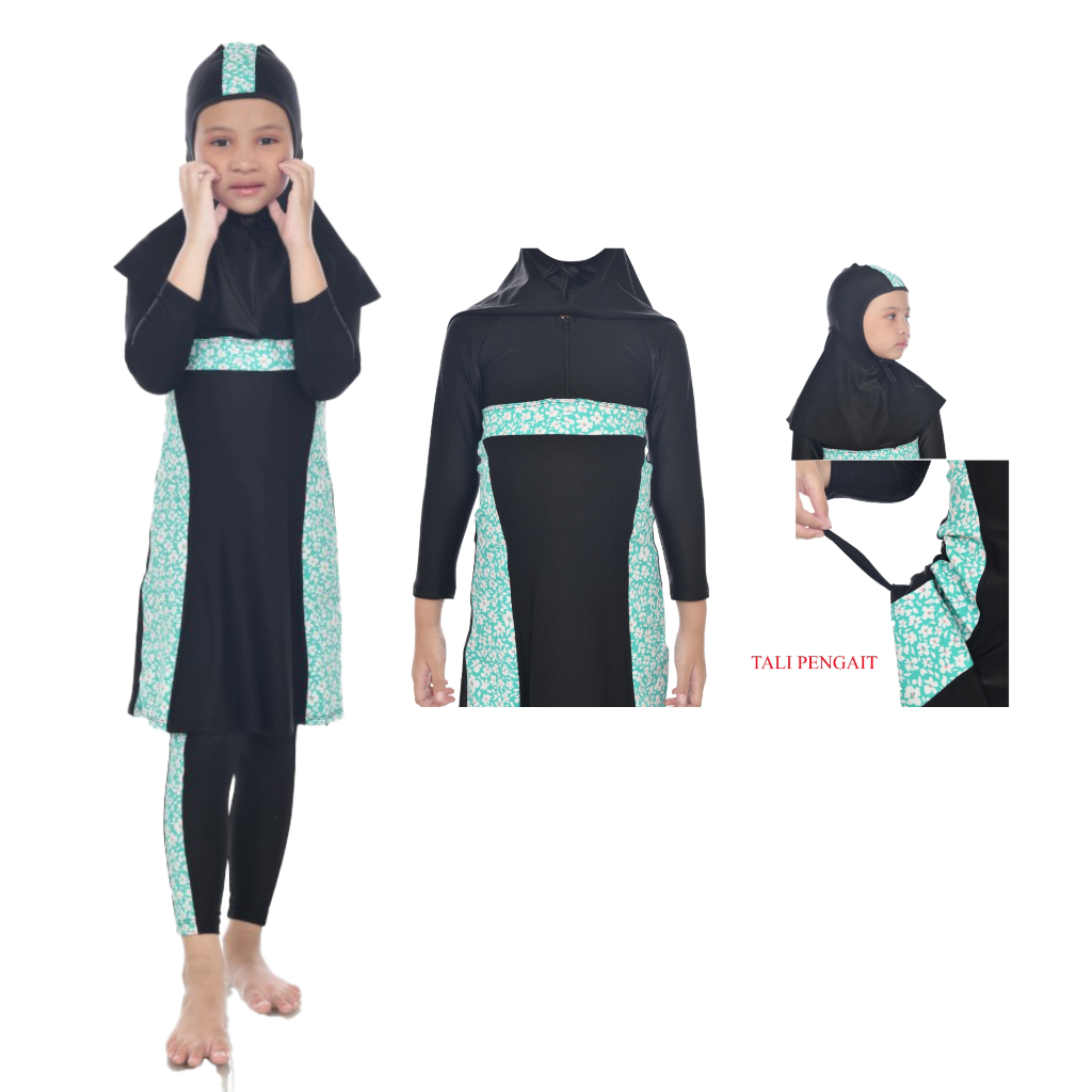 Baju renang anak perempuan Hijab baju renang muslim TK usia 4-8 tahun