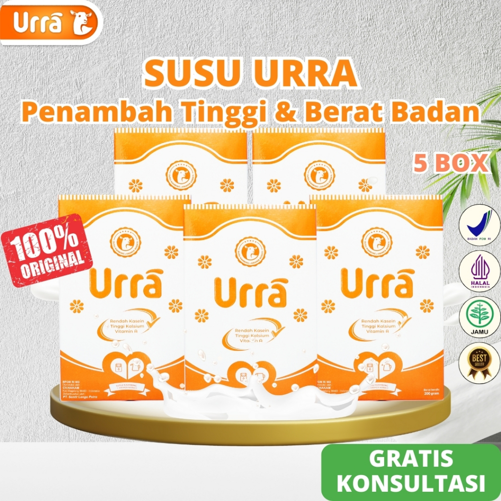 

Urra Susu Kambing Saanen Eropa Original Penambah Tinggi Badan Dan Berat Badan Anak - 5 Box
