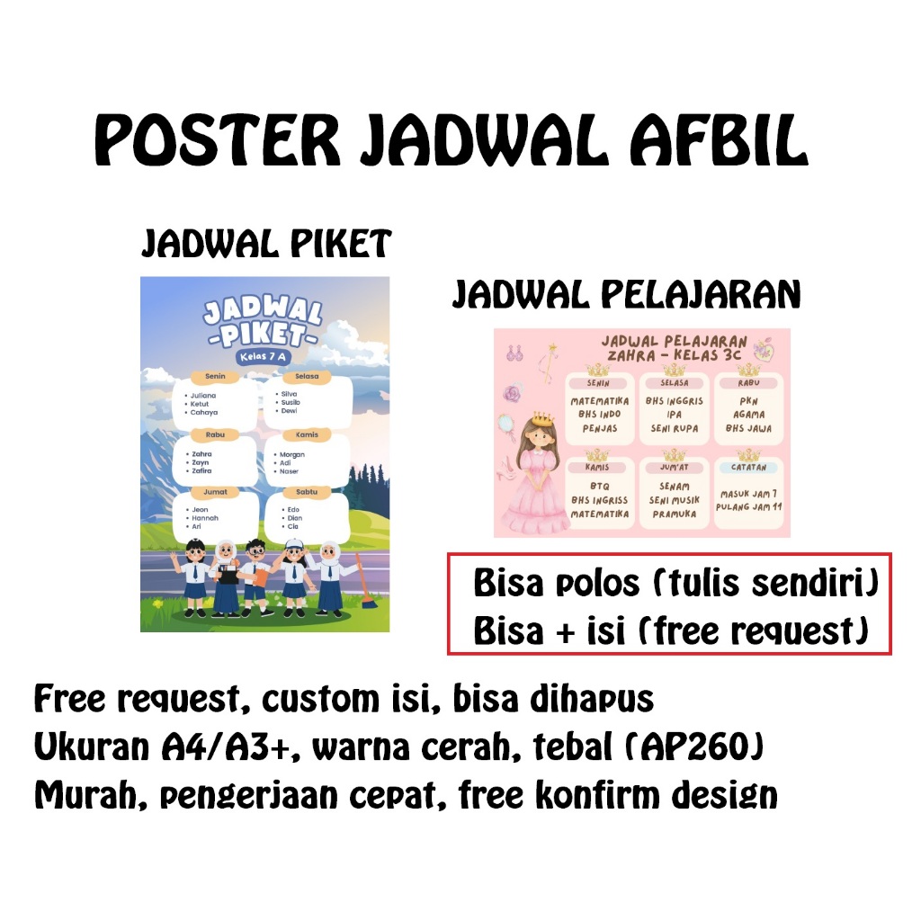 

Jadwal Pelajaran Aesthetic Jadwal Piket Kelas Custom Wipe & Clean / Cetak Poster Jadwal A3+ Custom