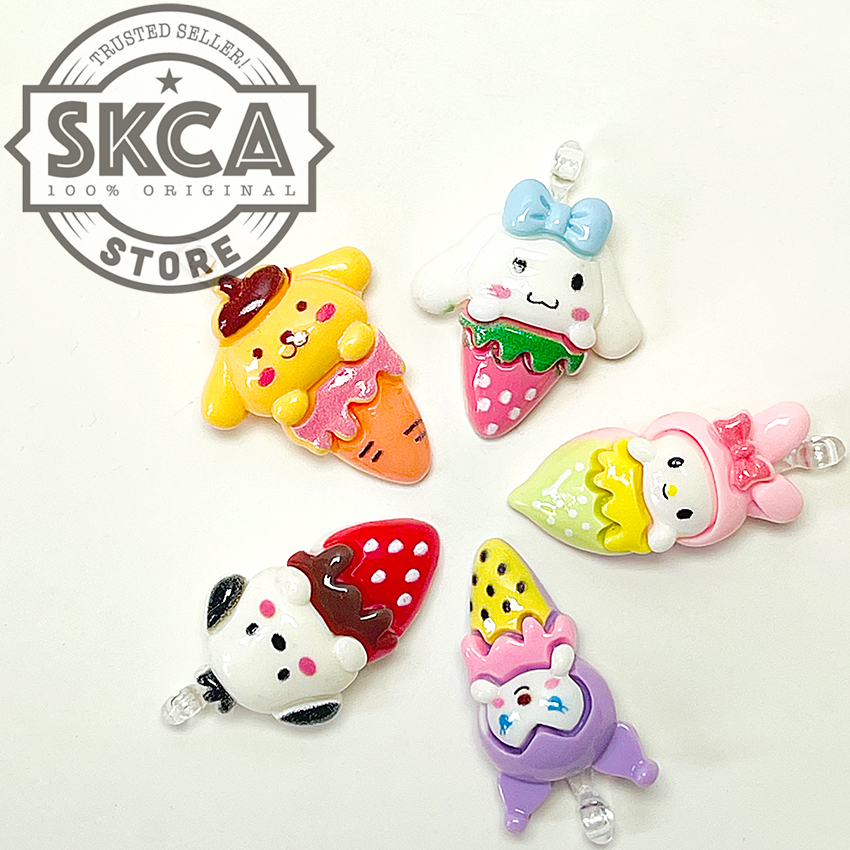 BF Manik Mote Charm Liontin Resin Clay Ice Cream Fruit Buah Sanrio