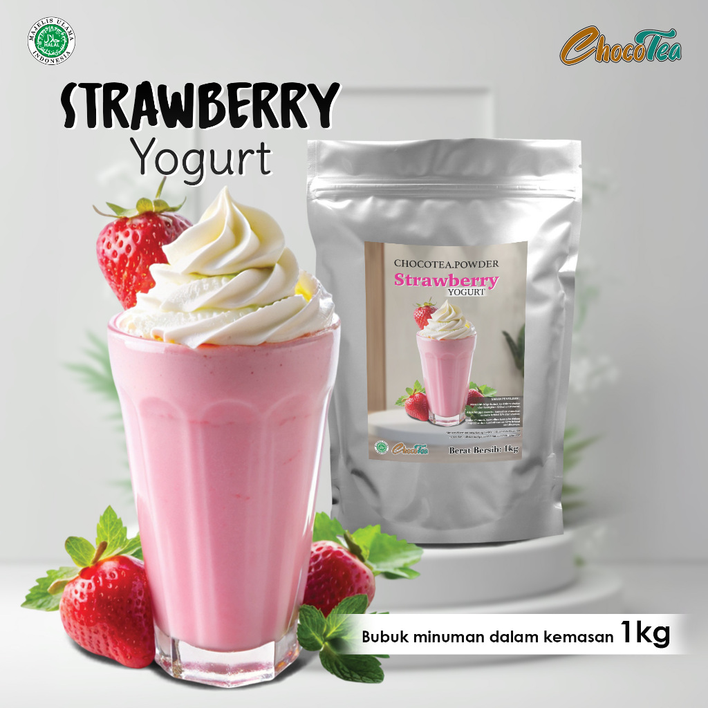 

BUBUK MINUMAN STRAWBERRY YOGURT 1KG / SERBUK SEDUH ANEKA RASA / ICE SHAKE ES KEKINIAN / POWDER STRAWBERRY YOGURT COKELAT COKLAT TARO MATCHA COOKIES CREAM VIRAL BANYAK PILIHAN VARIAN KEMASAN 1 KG 1000GRAM 1000 GRAM ENAK NIKMAT CREAMY LEZAT SUPPLIER