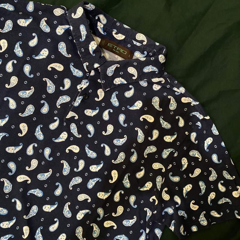 authentic etro milano made in italy paisley polo