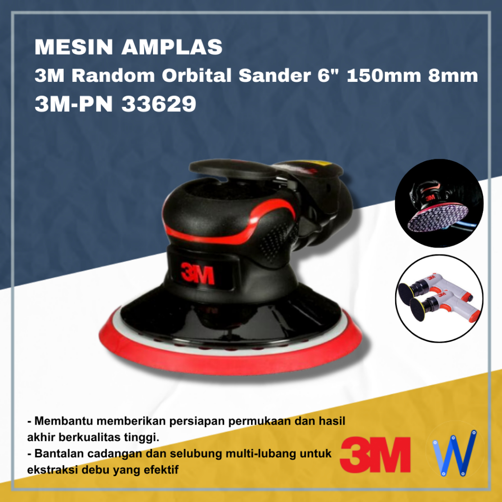 Mesin Amplas 3M Random Orbital Sander 6" 150mm 8mm 3M-PN 33629