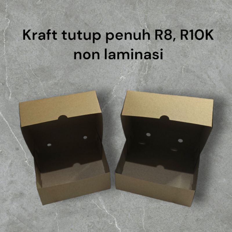 

Box kotak makan kraft tutup penuh R8 (uk18x7),R10k (uk20x7) non laminasi (isi 100pcs)