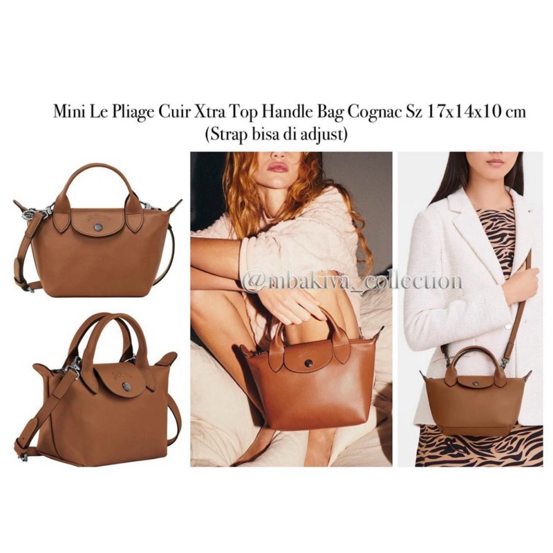 Mini Le Pliage Cuir Xtra Top Handle Bag Cognac