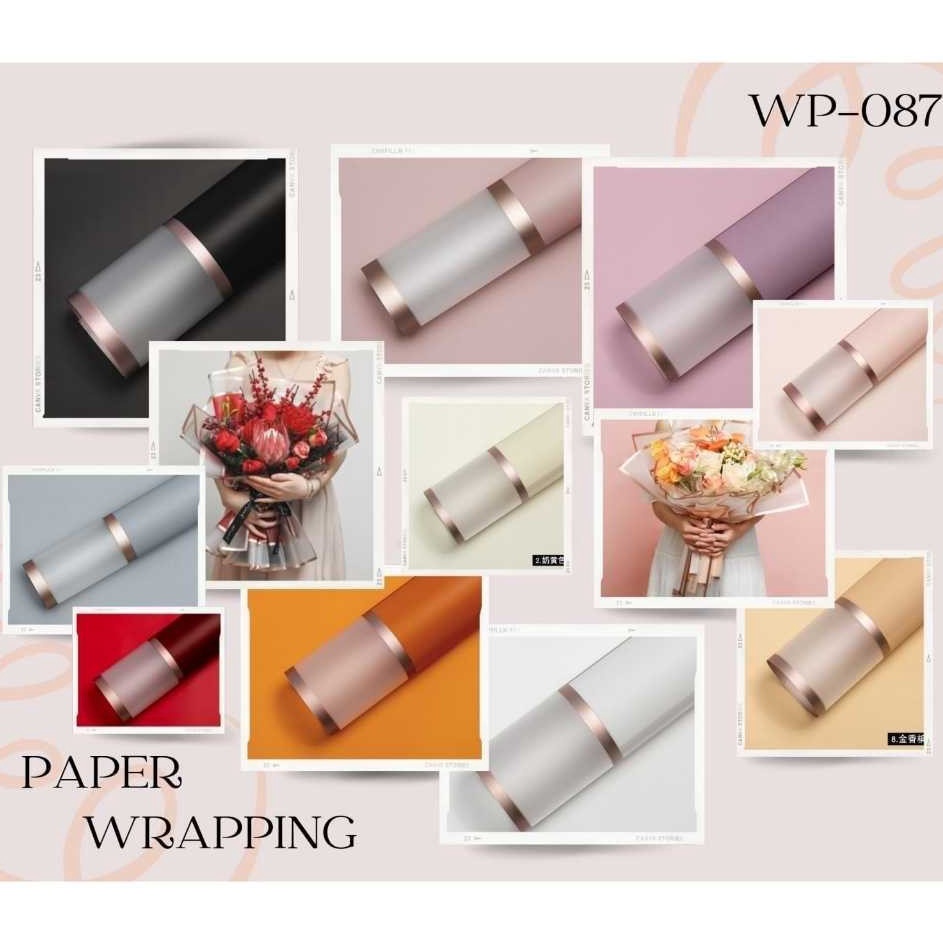 

2 LEMBAR WP87 FLOWER WRAPPING TRANSPARENT WATERPROOFF FRAME DOUBLE LIST ROSE GOLD DECORATION BOUQUET