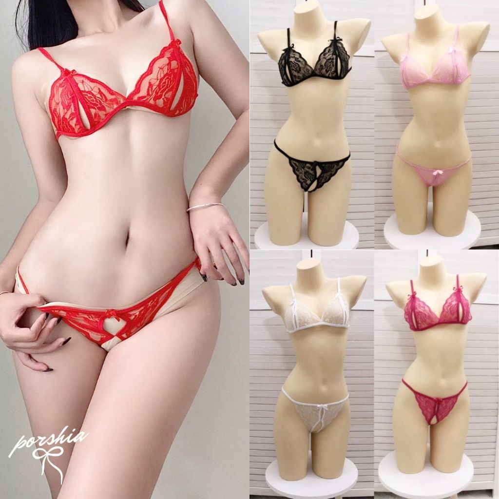 Set Bra Lingerie Sexy Lace & Celana Dalam Model Seksi Brukat Renda Transparan Hot Dinas