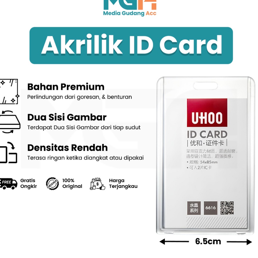

DISKON BESAR UHOO AKRILIK ID CARD HOLDER ACRYLIC TRANSPARAN BADGE ID CARD CASING KARTU PEGAWAI AKRILIK