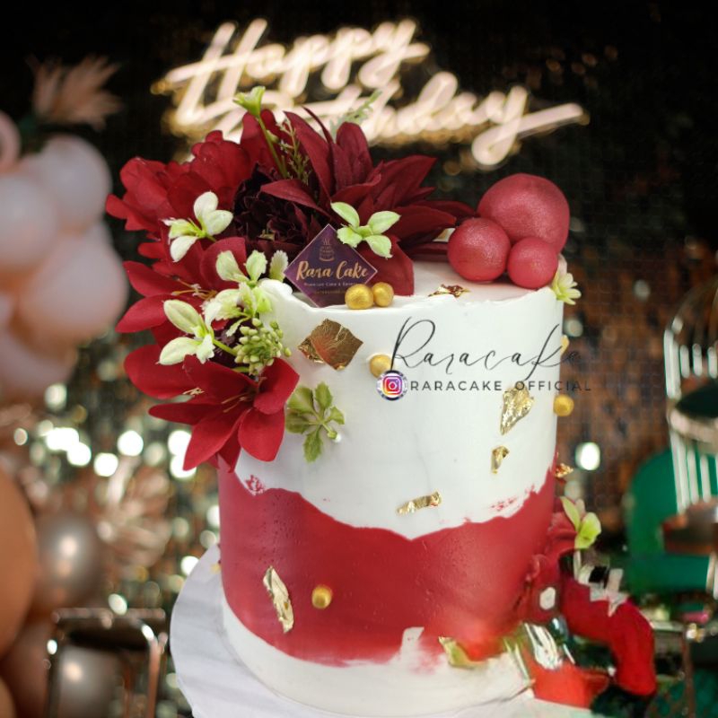 

red cake birthday//cake custom//cake cantik