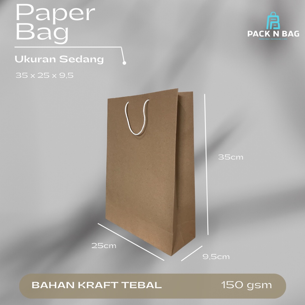 

Paperbag ukuran 25x35 kraft bahan tebal isi 12pcs