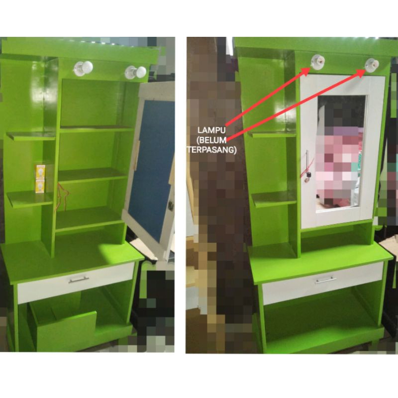 MEJA RIAS LAMPU EKONOMIS / TOLET MEJA RIAS LAMPU / TIOLET MEJA RIAS KACA CERMIN / MEJA MAKE UP / TEM