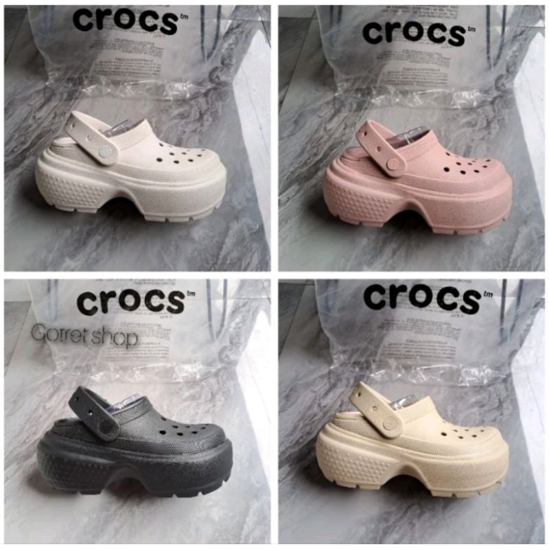 Sandal crocs wanita/sandal crocs stomp /tinggi insol -+7cm