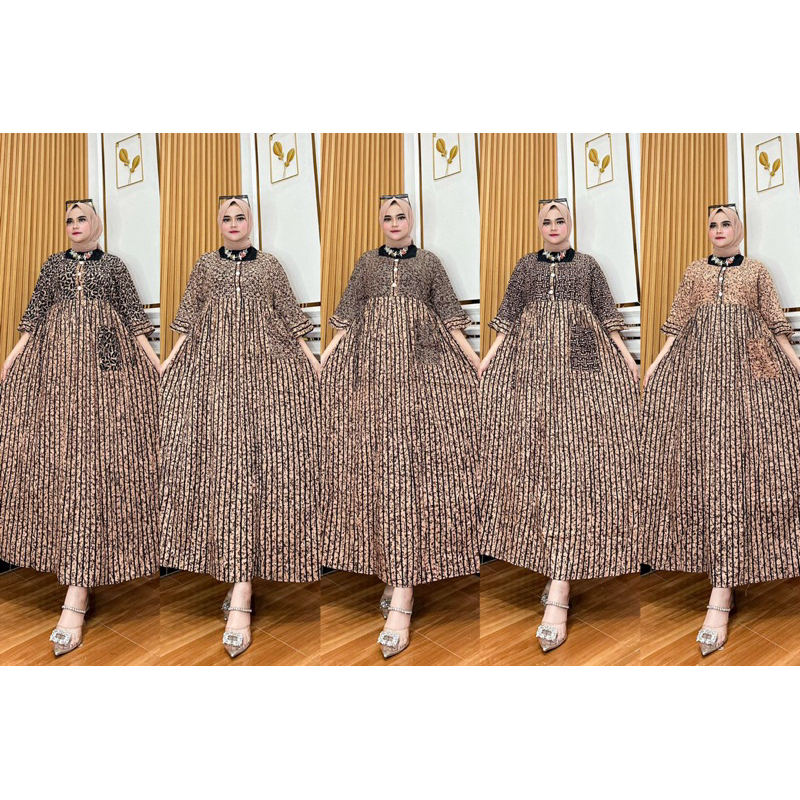 gamis maura salur kombinasi | gamis cantik terbaru viral kekinin bumil busui