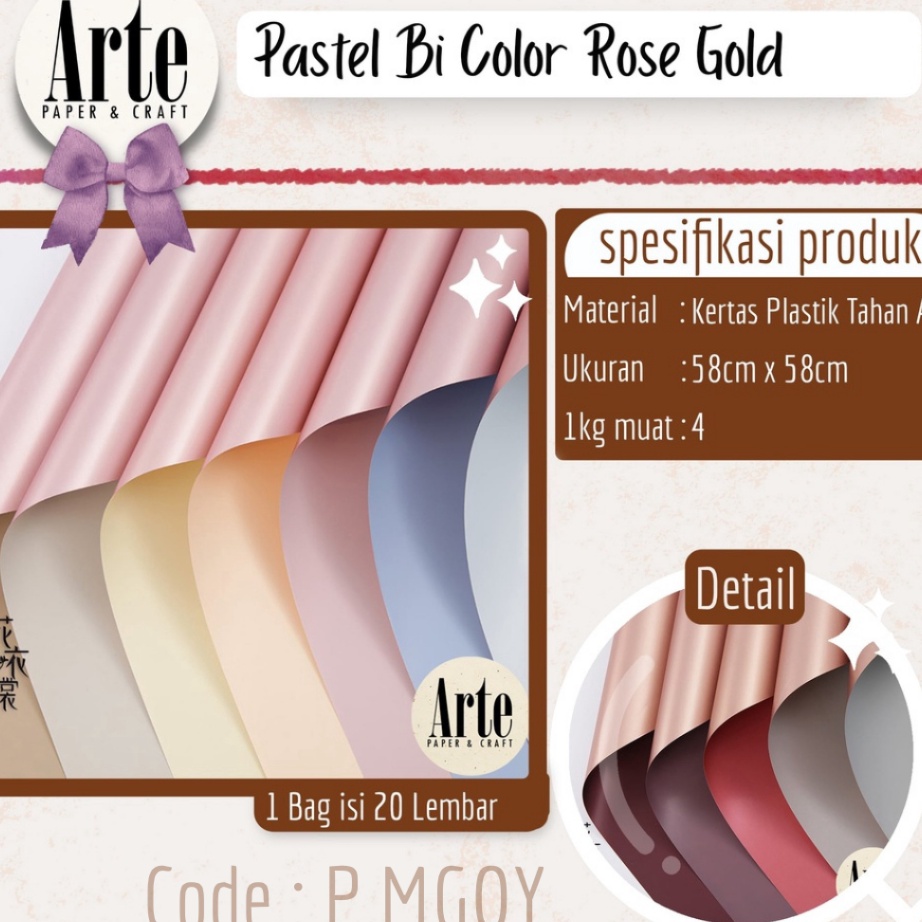 

2 Lembar Cellophane Pastel Bi Color Rose Gold Kes Buket Korea Bunga Flower Wrapping Paper Kado Arte Grosir Jaka PMGOY