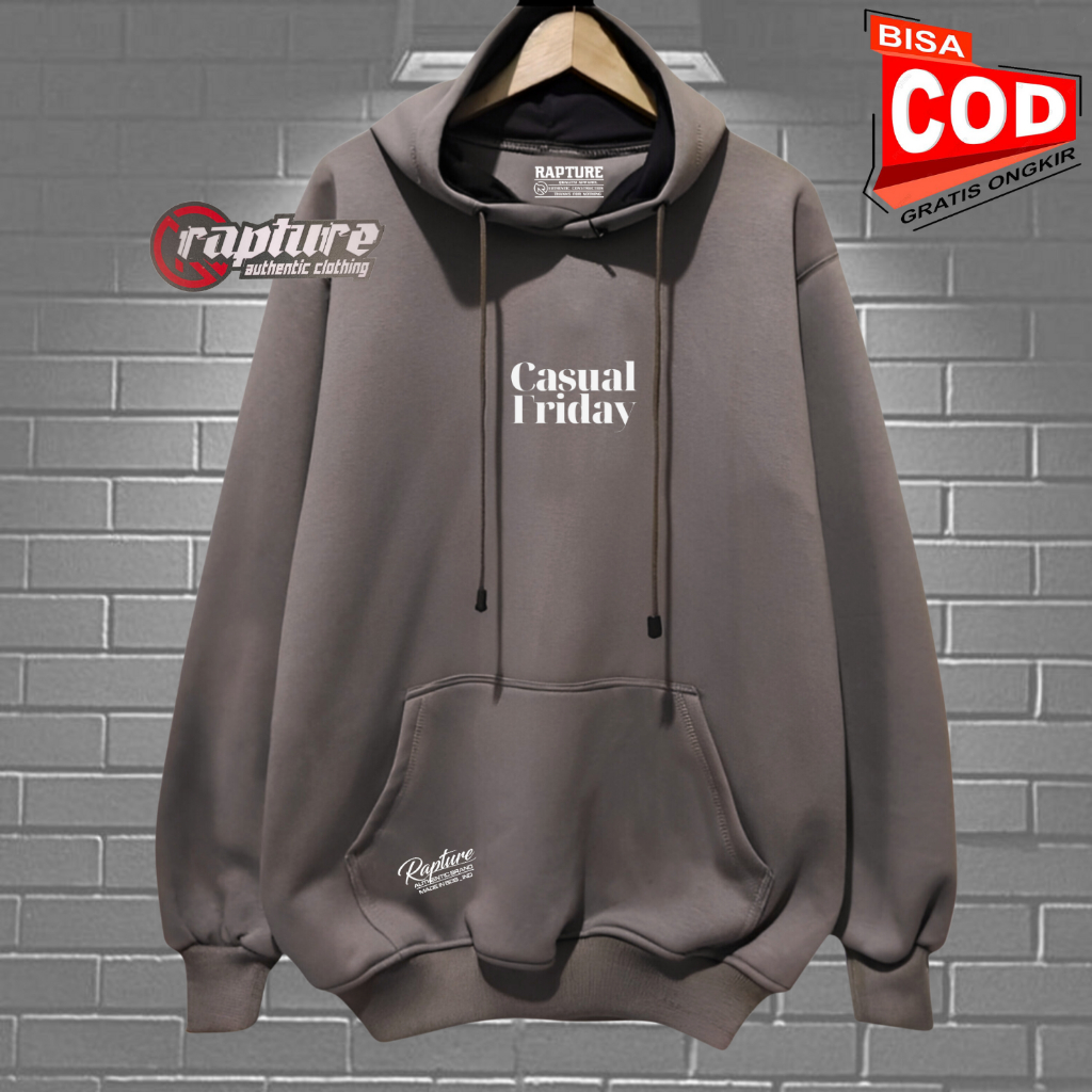 Hoodie Pria Distro Warna Charcoal List Sablon Casual Friday Hodie Cewek Cowok Terbaru Terlaris 2024 