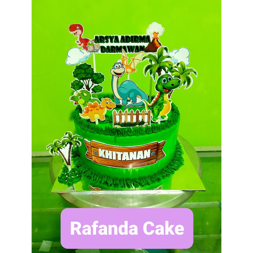 Topper  kue ulang tahun dinosaurus toper bolu ultah nama