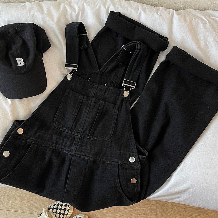 XiaoZhaiNv Overall celana jeans hitam Korea Wanita Celana Kodok Jeans Wanita jumpsuit wanita jumbo C