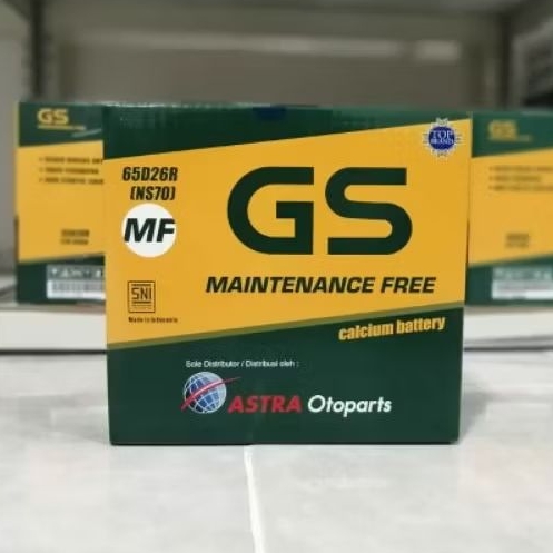 Aki Mobil Mitsubishi Lancer, Galant, Kuda Bensin NS70 / 65D26R GS Astra MF Aki Kering