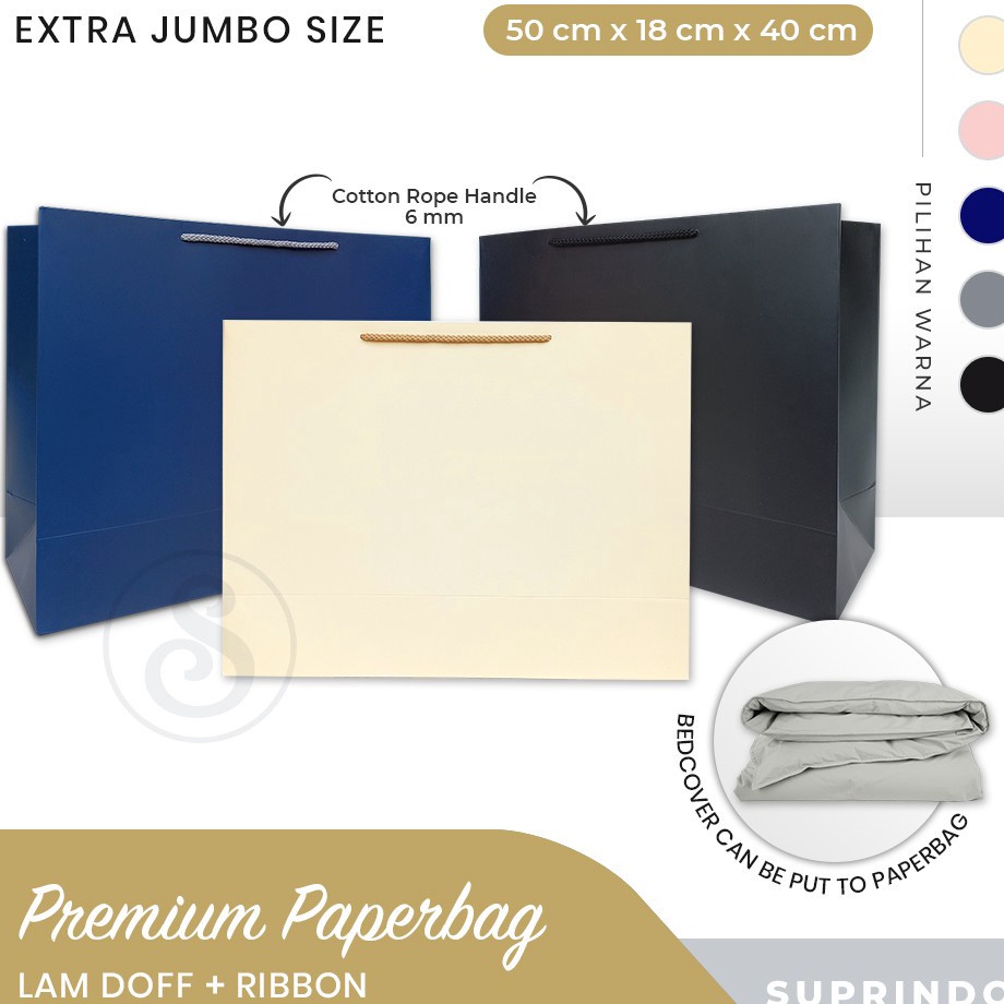 

Premium Paper Bag EXTRA JUMBOKantong kado TEBAL uk P5 x L18 x T4 cm