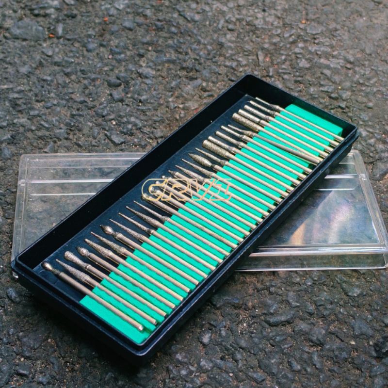 Bor Ukir Mini Mata Bor intan 30 PCS Mata Bor Ukir Batu intan Diamond Drill Mata Bor Mini Kecil 3 Mm