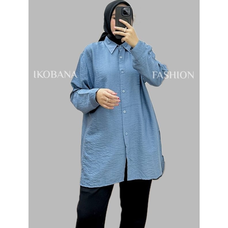 TUNIK KEMEJA CRINKLE LINEN PREMIUM | TUNIK BEST SELLER KRINGKLE LINEN IMPORT | BAJU WANITA | PAKAIAN