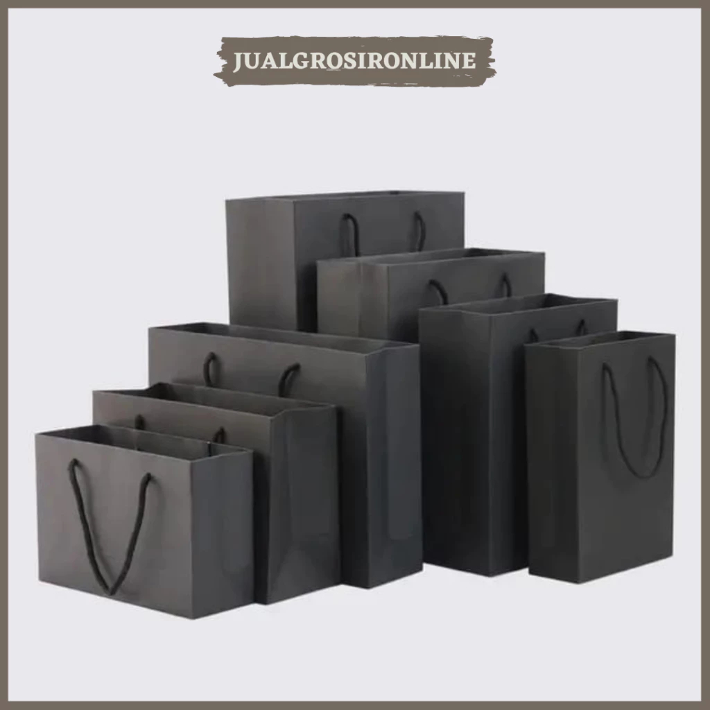 

Paper Bag Hitam Polos Elegant Handle Jinjing JUMBO / Papper Bag Kertas Kado Souvenir Packaging Kraft