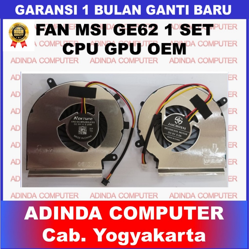 Kipas Cooling Fan MSI PE70 PE60 GP72 GP62 GL62 GL72 GE72 GE62 PAAD0601 Varian 3 Pin
