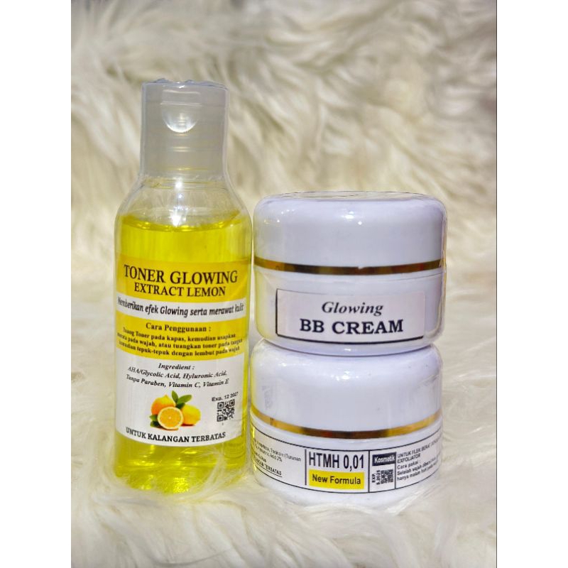 PAKET 3IN1 TONER LEMON, CREAM MALAM HTMH 0,1 & CREAM SIANG BB GLOWING