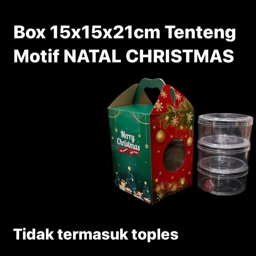 

(10pcs) Gable Box Natal Packaging Toples Kuker Cookies 500gr isi 3 Dus Tenteng Christmas 15x15x21cm