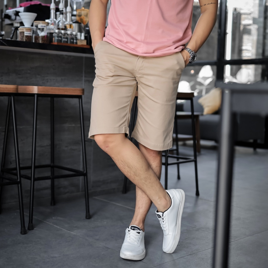 Celana Chino Pendek Pria kasual Distro Chinos Cowok Kain Melar Polos Jumbo Size 27 - 39