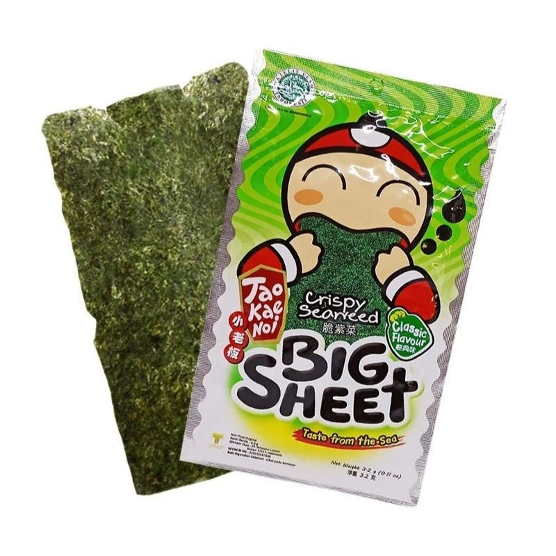 

Tao Kae Noi Crispy Seaweed Big Sheet Netto 3.2 gr Cemilan Rumput Laut